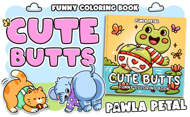 Cute Butts Coloring Book by Pawla Petal - Funny Animals Coloring Pages