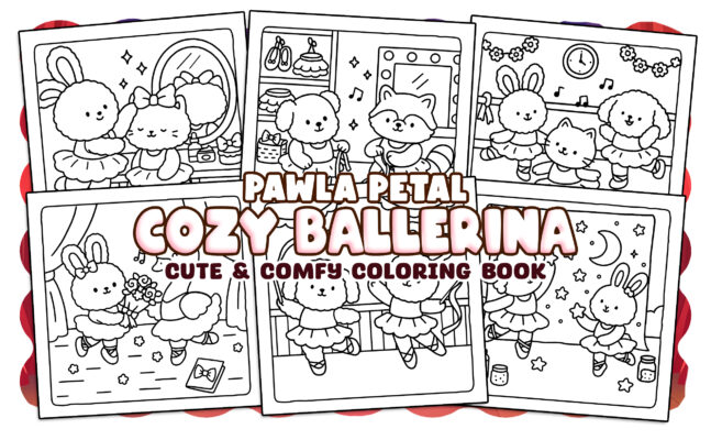 Cozy Ballerina Coloring Book - Cute Animals Coloring Pages 