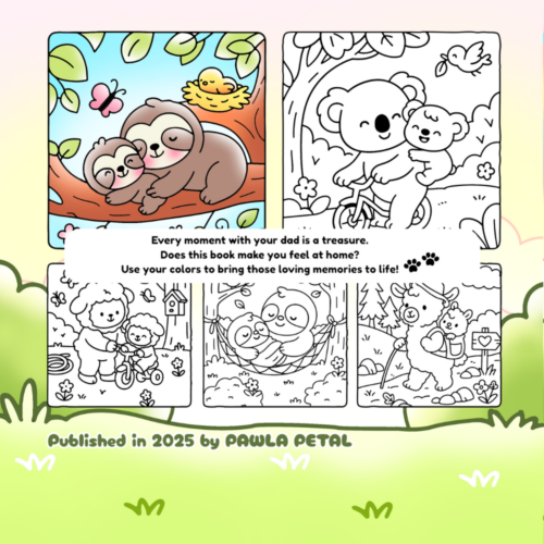 Dad Moments Coloring Book - Cute Animals Fathers Day Coloring Pages