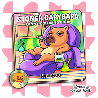 Stoner Capybara Coloring Book unny Capy Moments in Trippy Scenes Coloring Pages