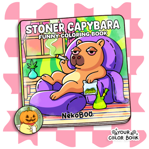Stoner Capybara Coloring Book unny Capy Moments in Trippy Scenes Coloring Pages