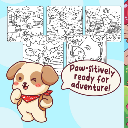 Silly Adventure Coloring Book - Cute Dog Funny Coloring Page
