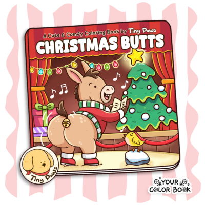 Christmas Butts Coloring Book - Adorable Animal Characters in Hilarious Poses Coloring Pages