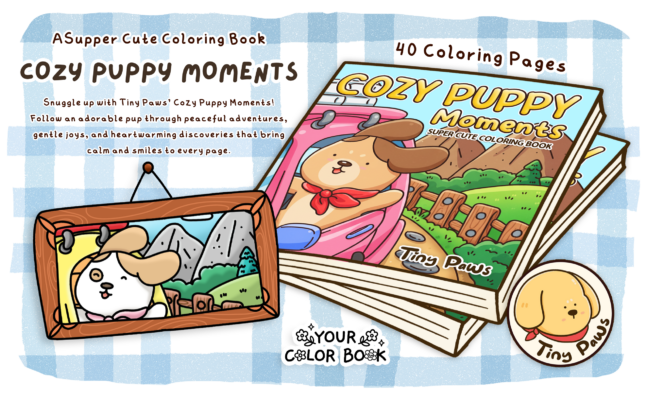  Cozy Puppy MomentsColoring Book - Cute Dog Funny Coloring Page