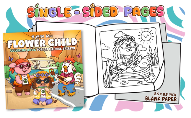 Flower Child Coloring Book - Cute Boho Animals Coloring Pages 