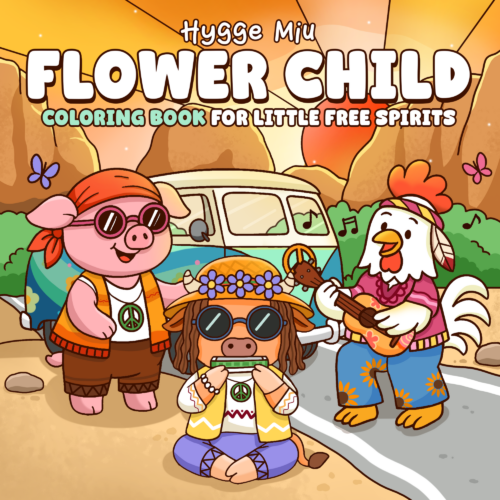 Flower Child Coloring Book - Cute Boho Animals Coloring Pages