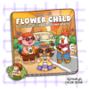 Flower Child Coloring Book - Hippie Animals, Groovy Outfits, Peace Sign Illustrations