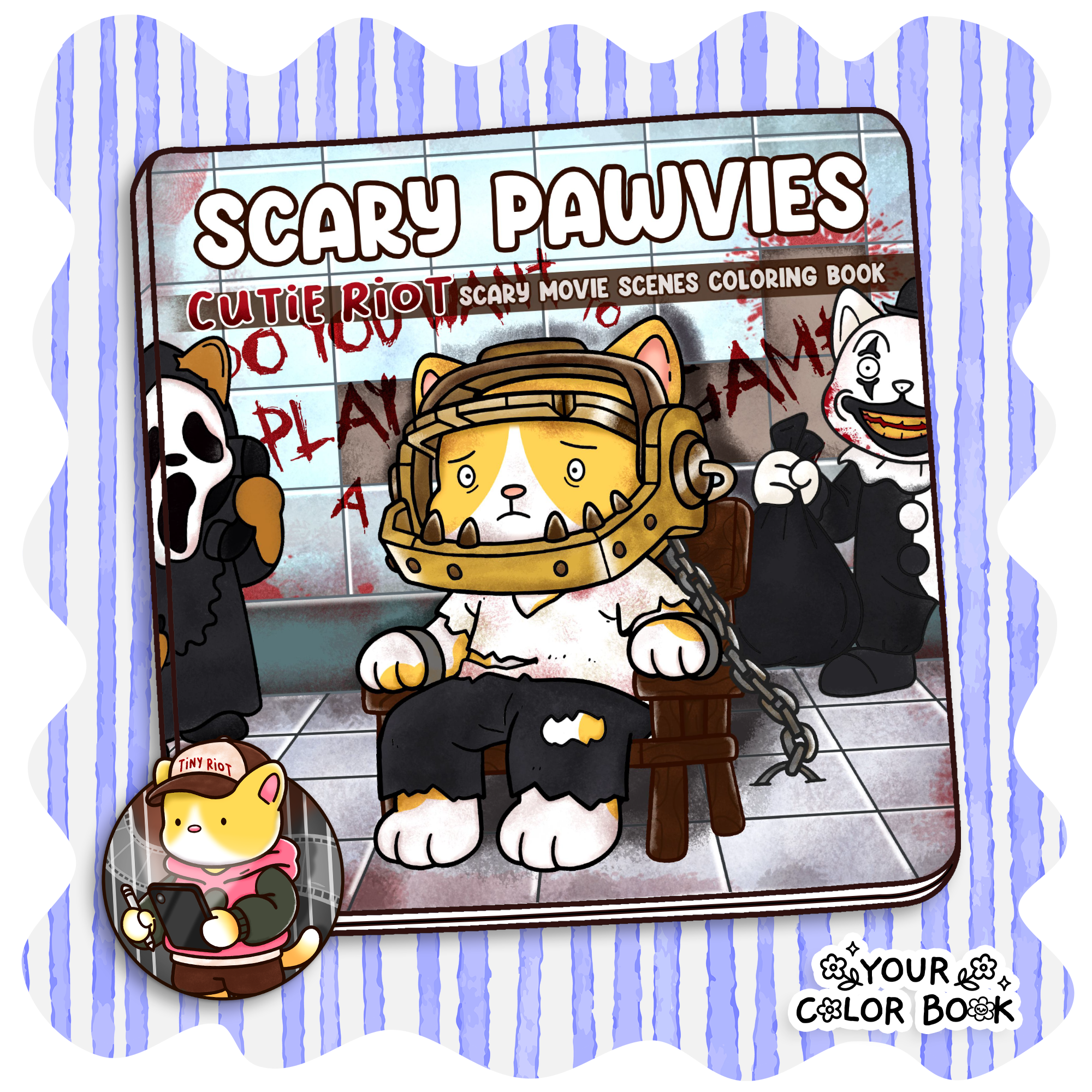 Cute and Spooky Coloring Book with Sweet Animal Companions in Horror Movie Parody Scenes 1 Cute and Spooky Coloring Book with Sweet Animal Companions in Horror Movie Parody Scenes