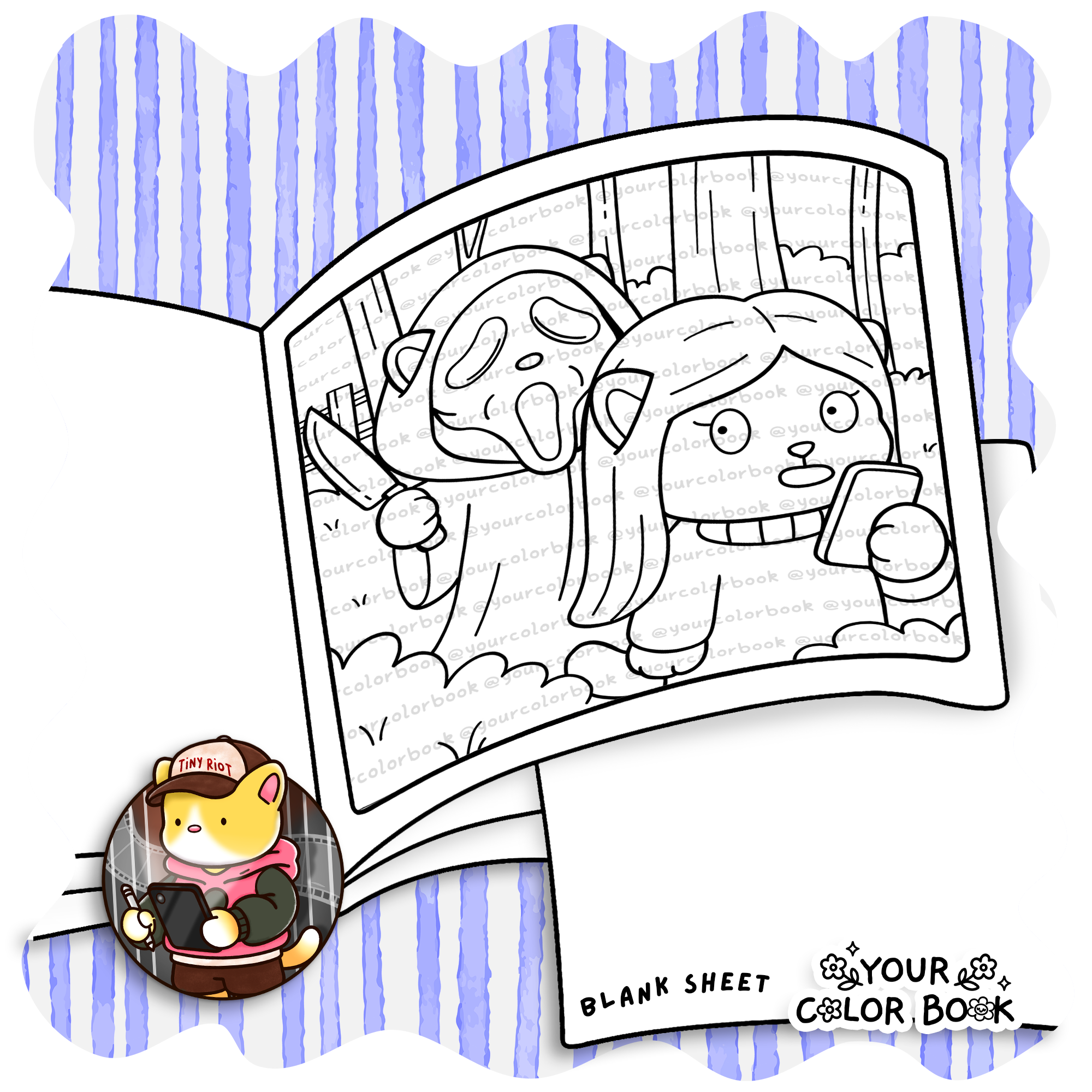 Cute and Spooky Coloring Book with Sweet Animal Companions in Horror Movie Parody Scenes 3 Cute and Spooky Coloring Book with Sweet Animal Companions in Horror Movie Parody Scenes