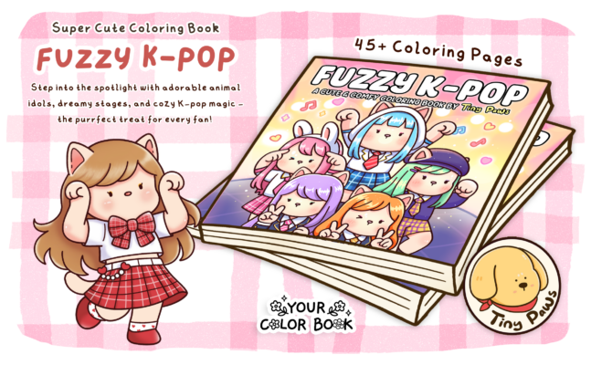 Fuzzy K-pop A Cute K-pop Coloring Book for Adults & Teens with Adorable Animal Character Idols, Dance Moves and Stage Light