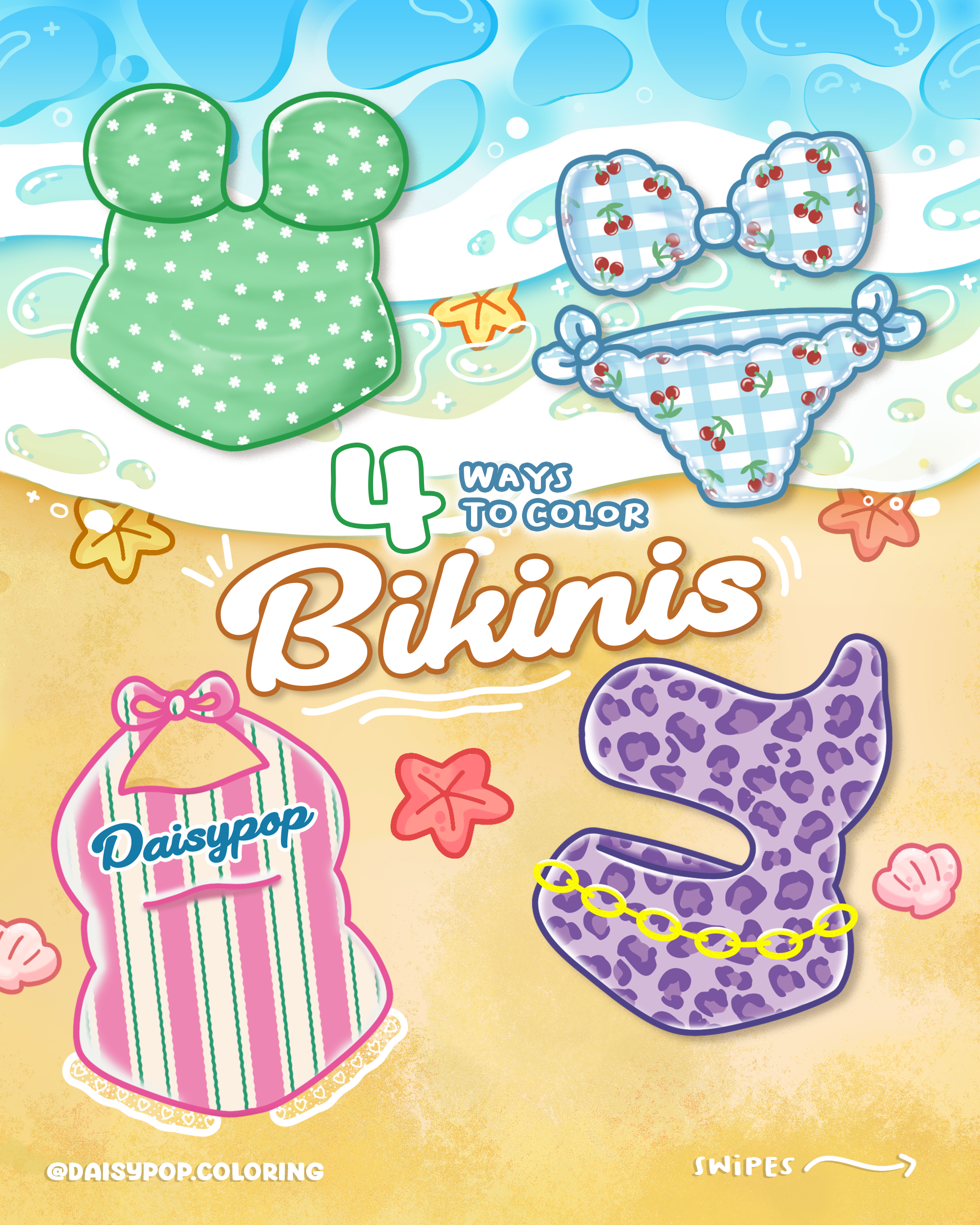 4 Ways to Color Bikini Illustration Overview