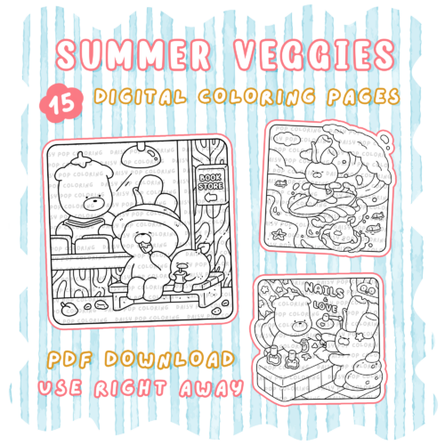 Summer Veggies Coloring Pages (PDF Download)