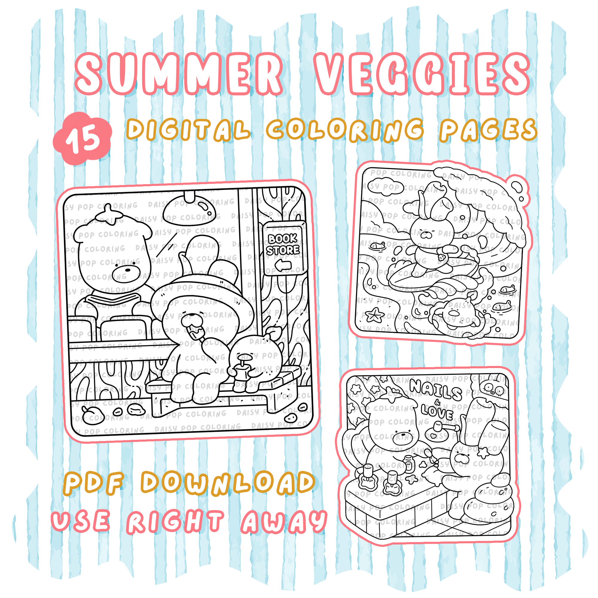 Summer Veggies Coloring Pages (PDF Download)