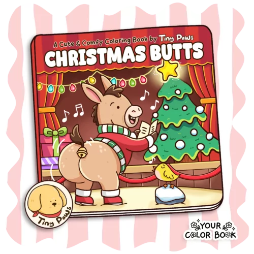 Christmas Butts Coloring Book - Adorable Animal Characters in Hilarious Poses Coloring Pages