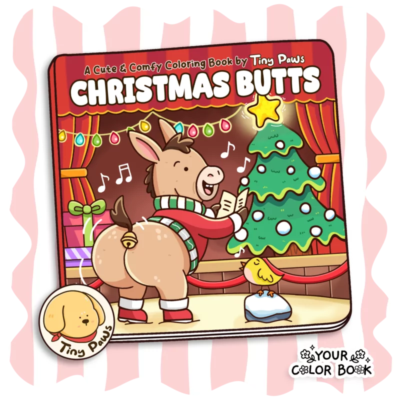 Christmas Butts Coloring Book - Adorable Animal Characters in Hilarious Poses Coloring Pages
