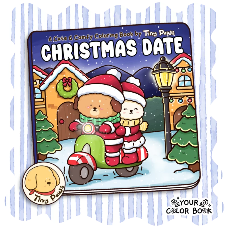 Christmas Date Coloring Book - Christmas Cozy Moments Couple Coloring Page