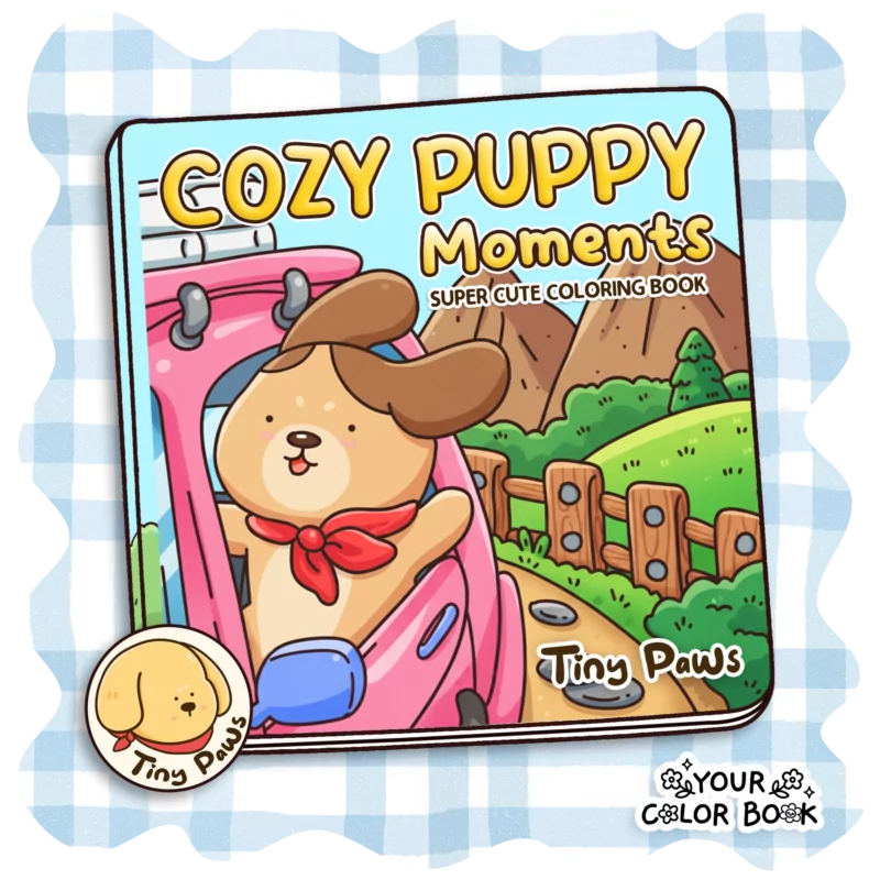 Cozy Puppy Moments Coloring Book - Funny Adorable Dogs Coloring Pages 1